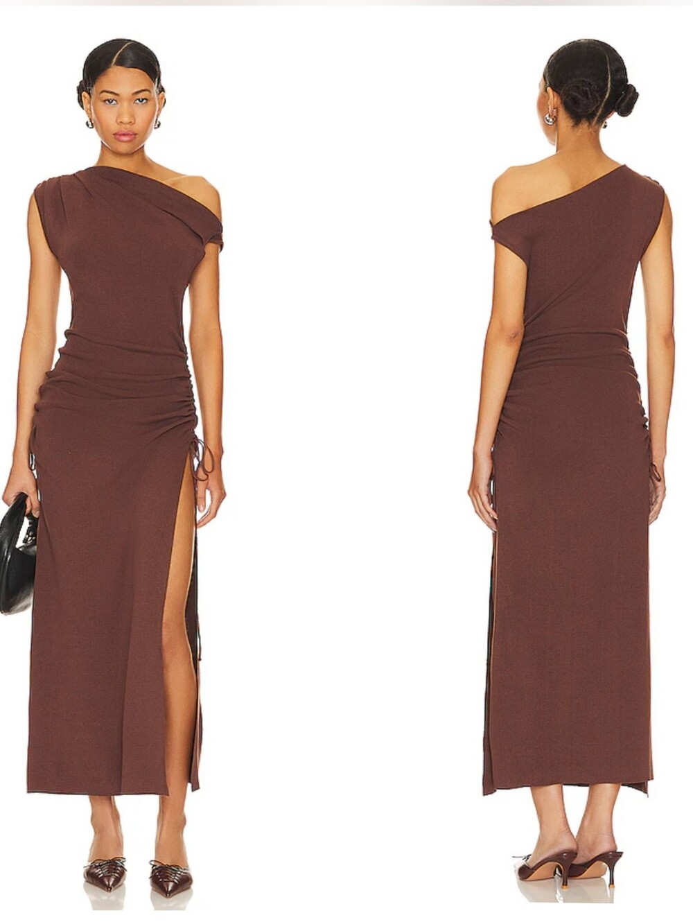 Lioness Original Sin Midi Dress in Chocolate Asymmetrical Slit Size Large